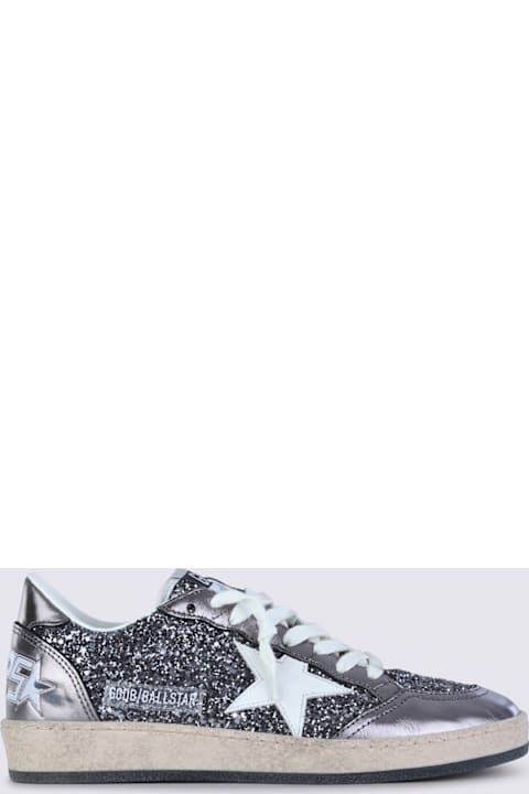 Golden Goose Grey And Purple Leather Ballstar Sneakers