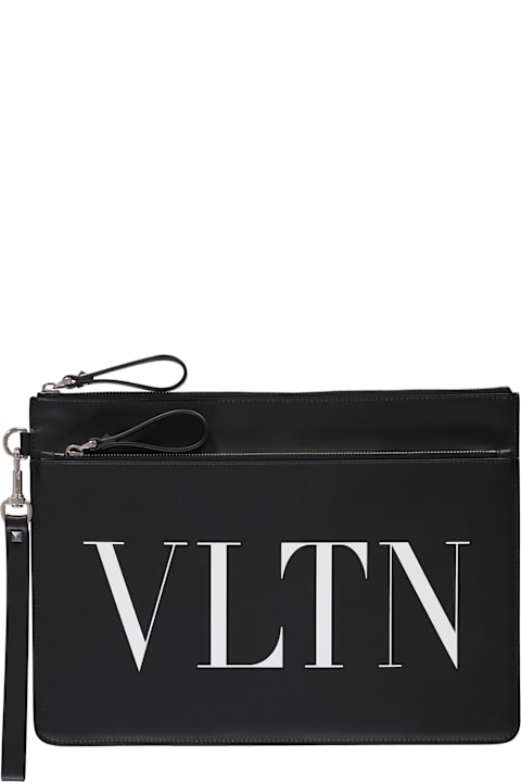Bags Sale for Men Valentino Garavani Logo Detail Flat Leather Pouch