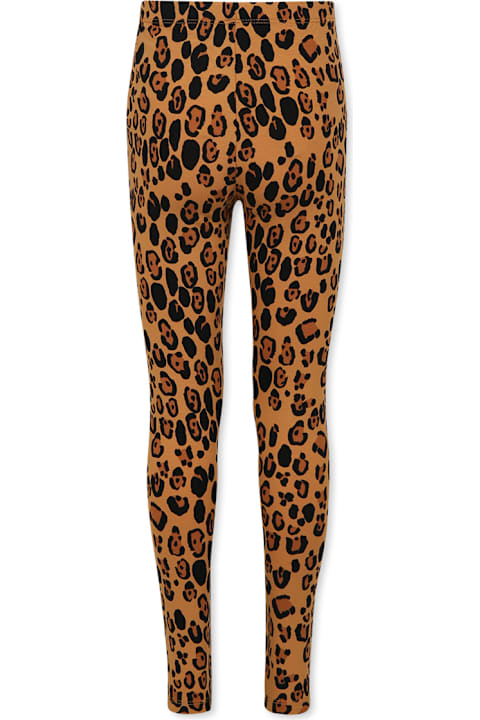 Mini Rodini Bottoms for Women Mini Rodini Beige Leggings For Girl With Spotted Print