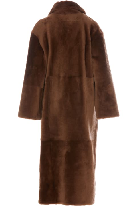 Double Breasted Shearling Long Coat