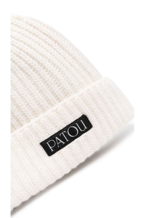 Hats for Women Patou White And Black Wool-cashmere Blend Beanie
