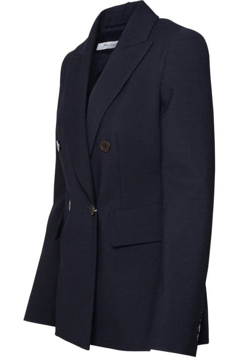 Coats & Jackets for Women Max Mara Navy Virgin Wool Blend Blazer