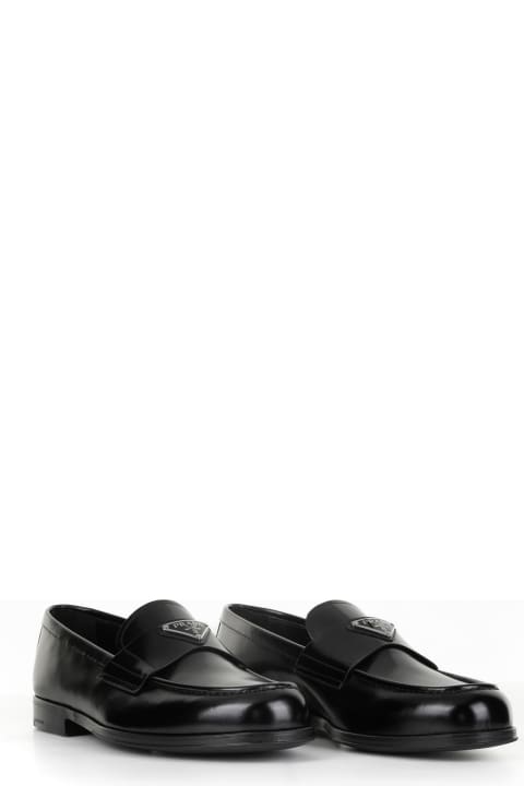Loafers & Boat Shoes for Men Prada Brushed Leather Loafers With Logo