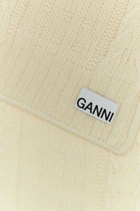 Ganni Scarves & Wraps for Women Ganni Ivory Wool Blend Scarf