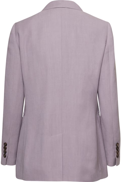 Lilac Double-breasted Blazer With Buttons In Viscose Woman