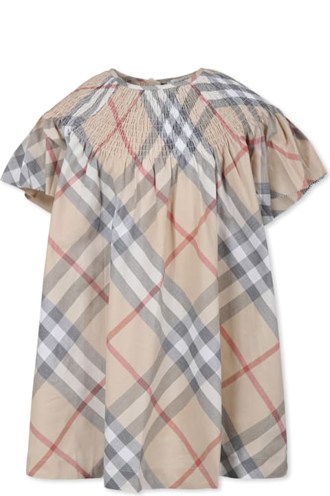 Homeware Burberry Beige Dress For Girl With Vintage Check