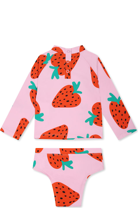 Stella McCartney Kids Swimwear for Baby Girls Stella McCartney Kids Pink Bikini For Baby Girl With Strawberries