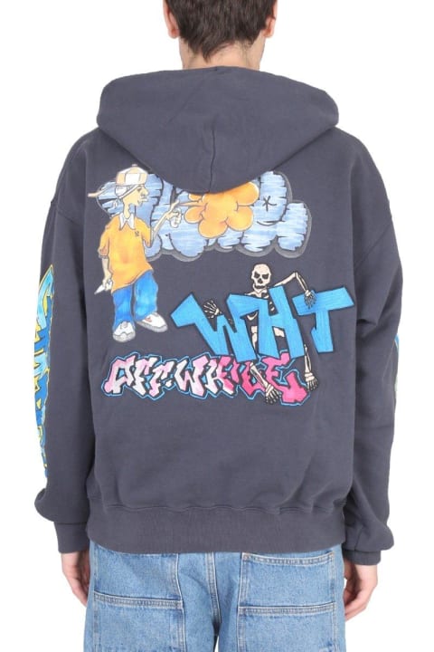 Off-White Fleeces & Tracksuits for Men Off-White Graphic Printed Drawstring Hoodie