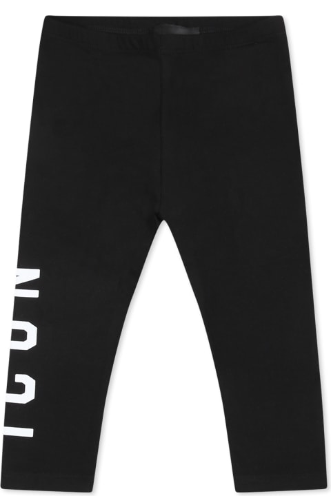 Dsquared2 Bottoms for Baby Boys Dsquared2 Black Leggings For Baby Girl With Logo