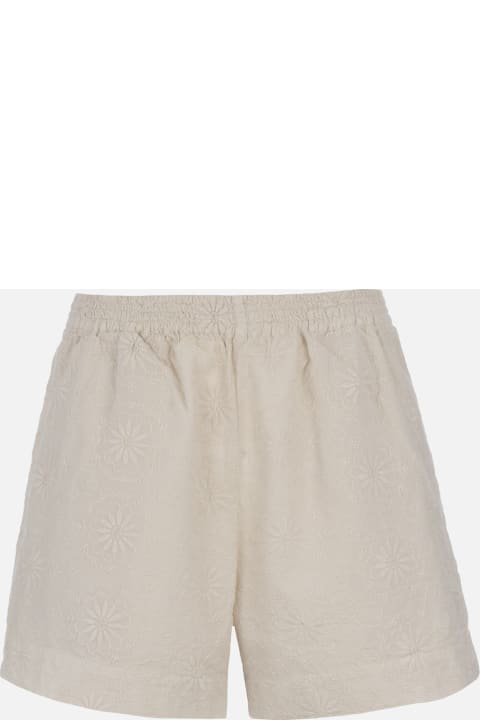 Homeware MC2 Saint Barth Woman Sangallo Cotton Pull Up Shorts Meave