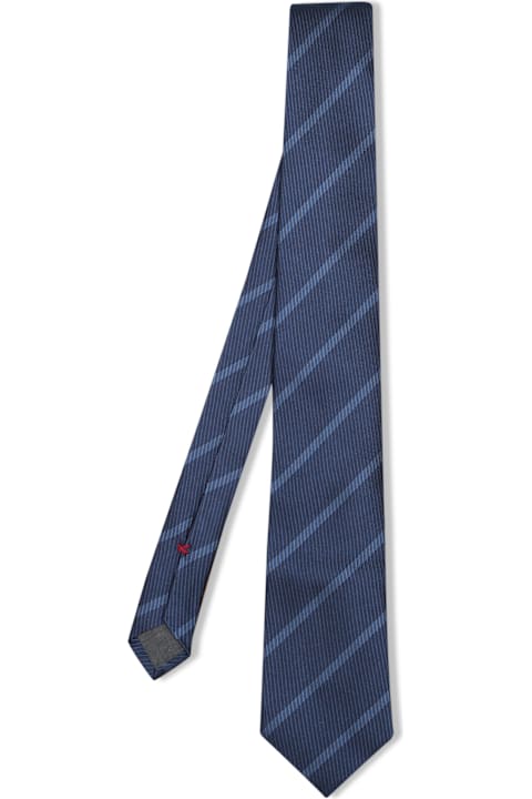 Brunello Cucinelli for Men Brunello Cucinelli Dark Blue/navy Regimental Tie