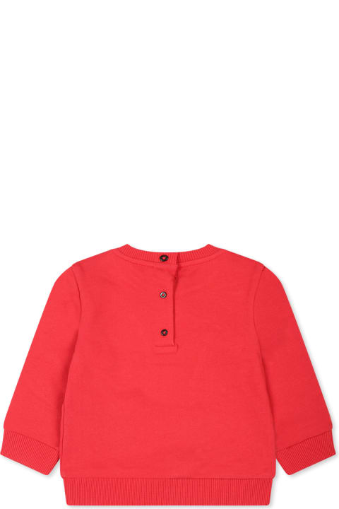 Topwear for Baby Girls Balmain Red Sweatshirt For Babykids With Logo