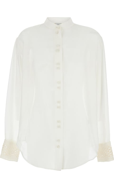 Forte_Forte Women Forte_Forte White Shirt With Pearls Details In Cotton And Silk Woman