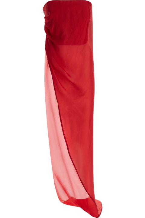 Rick Owens Sale for Women Rick Owens Red Strapless Asymmetric Long Top In Silk Woman