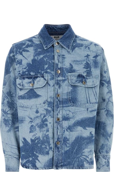 MSGM for Men MSGM Printed Denim Shirt