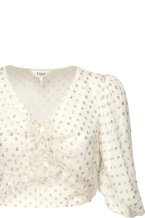 Chloé الملابس لـ السيدات Chloé Silk And Lurex Jacquard Crop Top