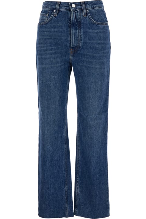 Totême for Women Totême 'classic Cut' Blue Jeans With Logo Patch In Denim Woman