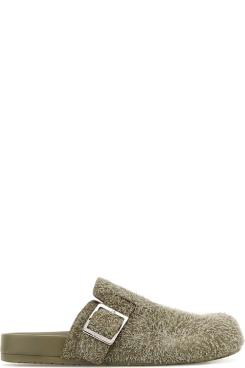 Other Shoes for Men Loewe Khaki Suede Ease Buckle Slippers
