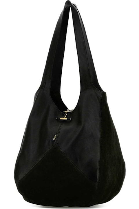 Chloé Black Suede And Leather Balloon Shopping Bag