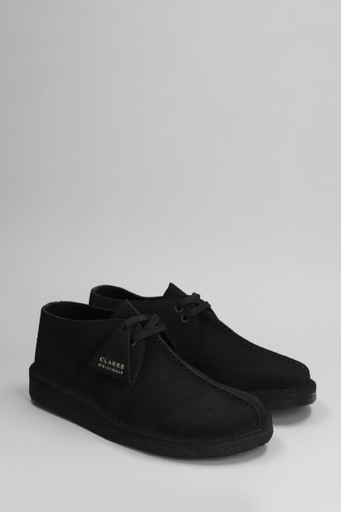 Clarks Shoes for Men Clarks Desert Trek Lace Up Shoes In Black Suede
