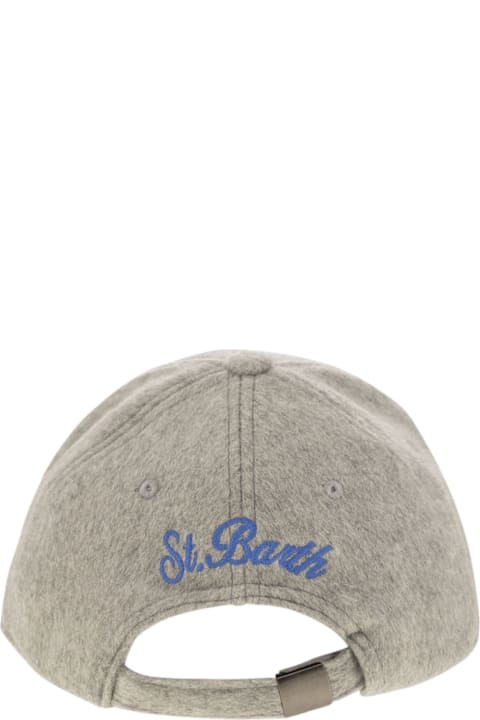 MC2 Saint Barth Hats for Men MC2 Saint Barth Grey Wool Baseball Cap With Christmas Holiday Print