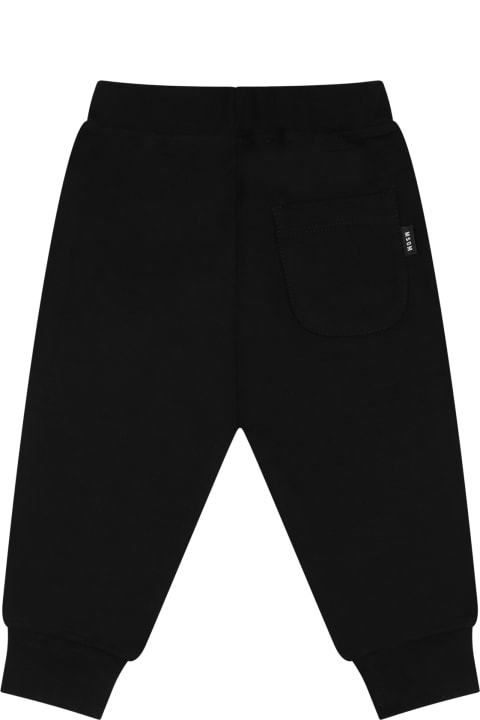Bottoms for Baby Boys MSGM Black Trousers For Baby Girl With Logo