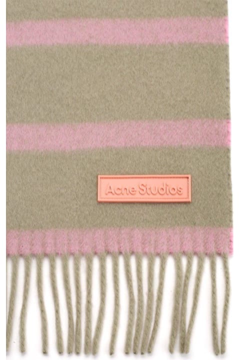 Scarves for Men Acne Studios Striped Logo Patch Scarf