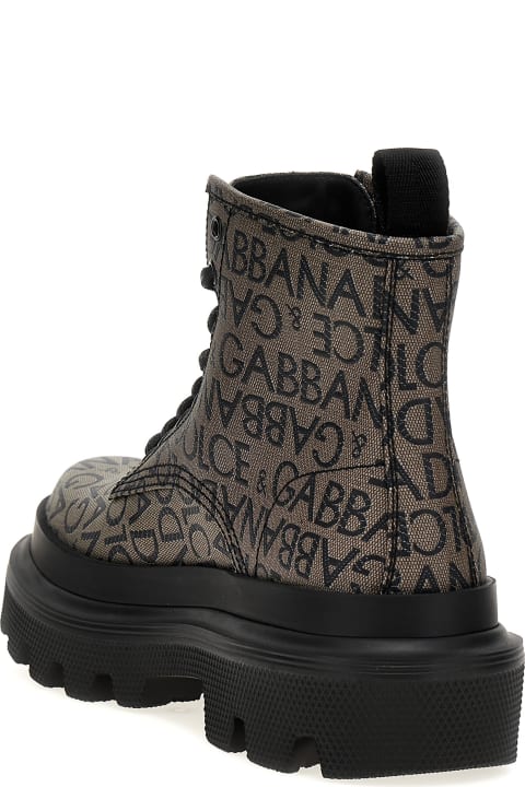 Boots for Men Dolce & Gabbana Jacquard Logo Combat Boots