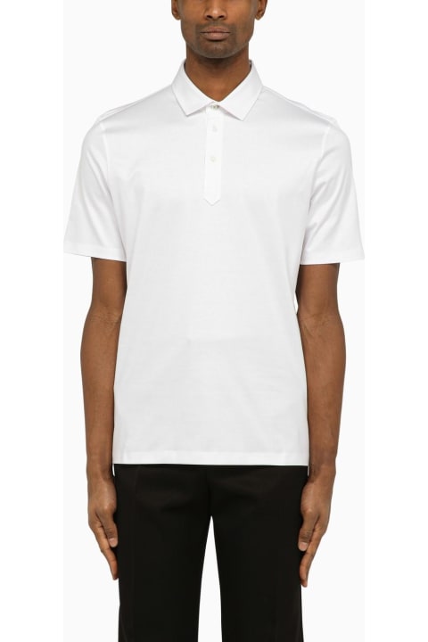 ملابس علوية لـ القسم الرجالي Brunello Cucinelli White Short-sleeved Polo Shirt