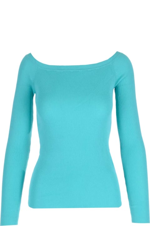 Parosh Sweaters for Women Parosh Boat Neckline Fitted Top