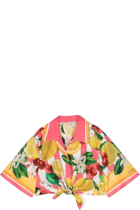 Dolce & Gabbanaのガールズ Dolce & Gabbana Cropped Shirt With Lemon And Cherry Print