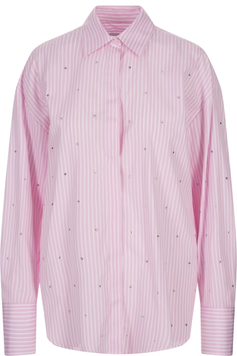 Sale for Women MSGM Pink Striped Shirt With Rhinestones