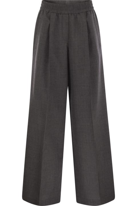 Pants & Shorts for Women Brunello Cucinelli Loose Track Trousers In Virgin Wool Organza