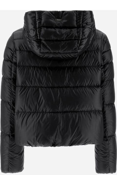 ダウンジャケット・コート Herno Biker Down Jacket In Glossy Nylon Herno Black Nylon Down Jacket | italist