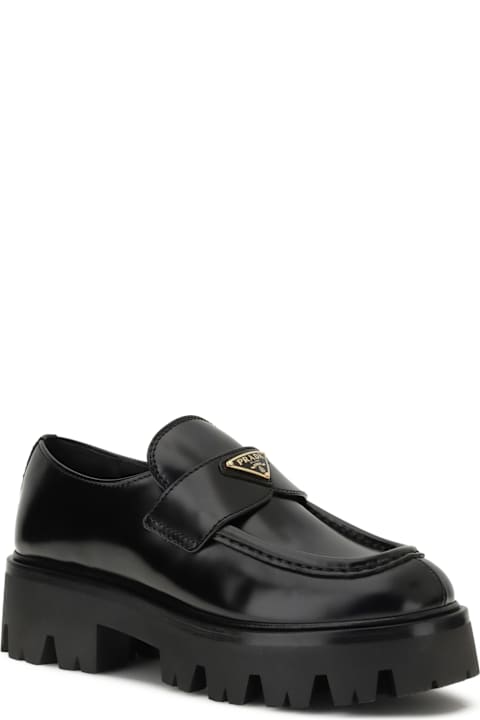Prada Leather Monolith Loafers