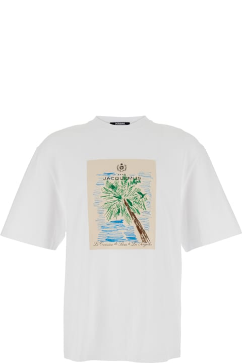 Jacquemus for Men Jacquemus 'le T-shirt Marino' White Crewneck T-shirt With Maxi Print On The Front In Cotton Man