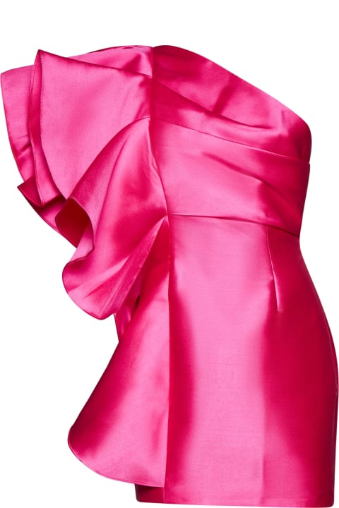 Fashion for Women Solace London Fuchsia Mini Dress With Ruffles At The Side In Techno Fabric Woman