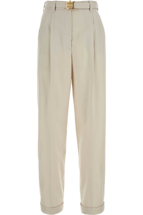 Miu Miu Pants & Shorts for Women Miu Miu Ivory Wool Pant