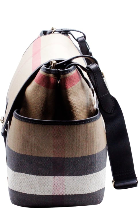 Burberry for Kids Burberry Mum Changing Bag Made Of Cotton Canvas With Check Pattern With Shoulder Strap, Comfortable Internal Pockets And Changing Mat. Measures Cm. 38x30x17