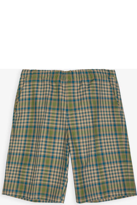 C.v. Bermuda Green check cotton bermuda shorts with drawstring