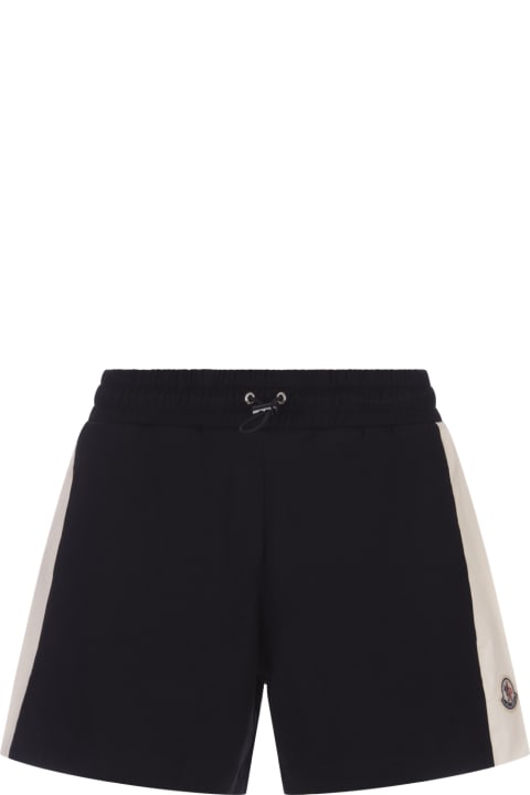 Pants & Shorts for Women Moncler Navy Blue And White Jersey Shorts