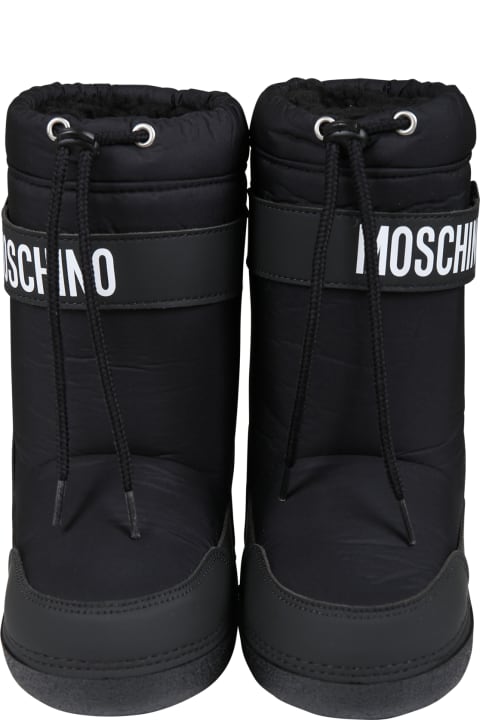 Moschino for Kids Moschino Balck Boots For Girl With Teddy Bear And Logo