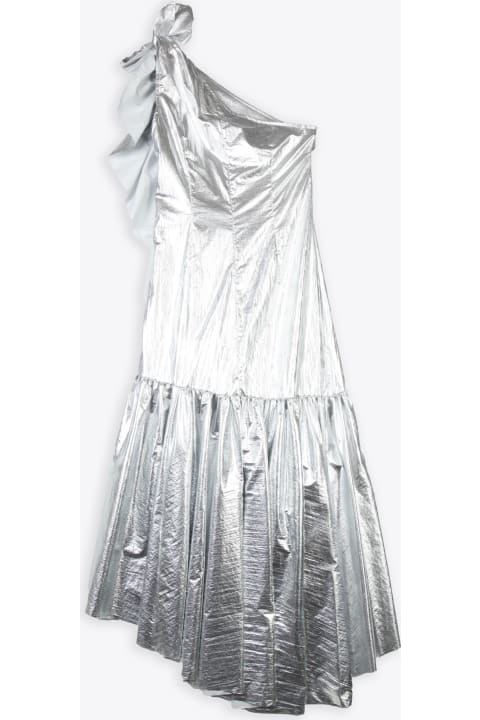 MM6 Maison Margiela for Women MM6 Maison Margiela Abito Midi Metallic Silver Nylon One Shoulder Dress
