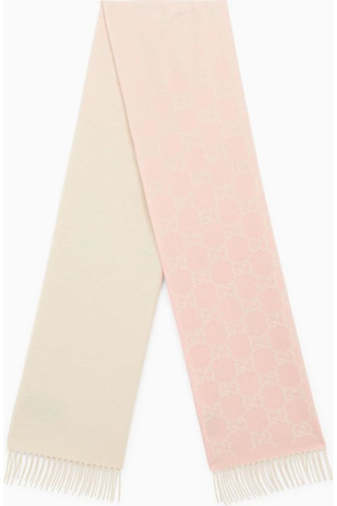ウィメンズ スカーフ＆ストール Gucci Ivory\/pink Cashmere Scarf With Logo