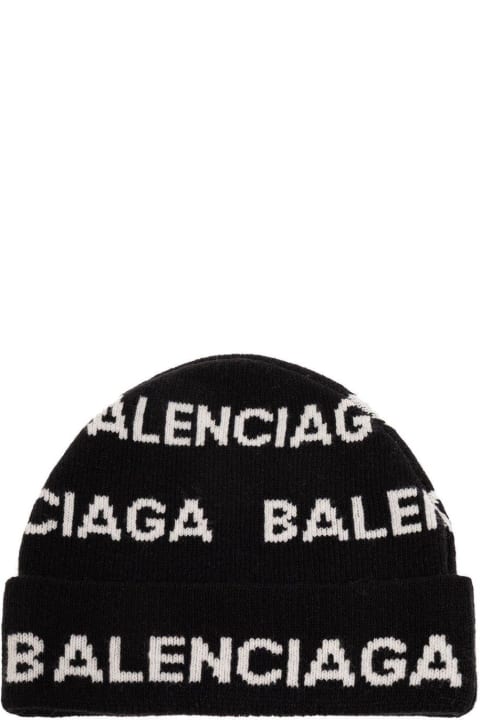 Hats for Men Balenciaga Logo Intarsia Beanie