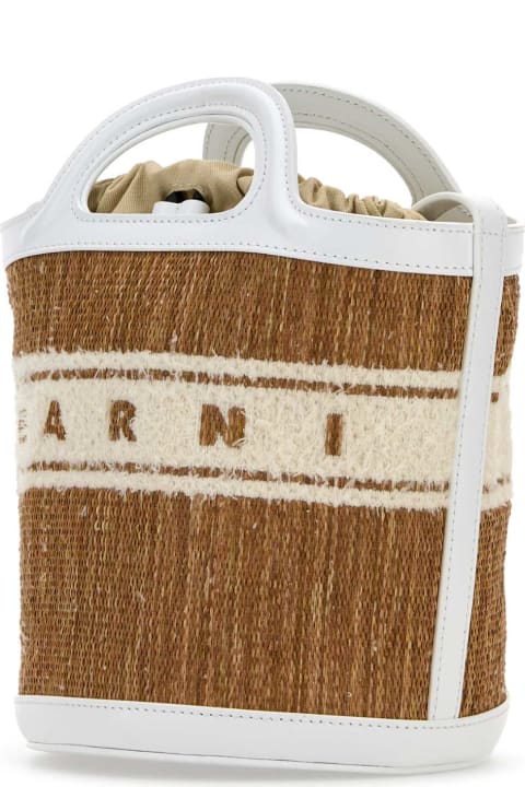 Marni Totes for Women Marni Two-tone Raffia And Leather Tropicalia Bucket Bag