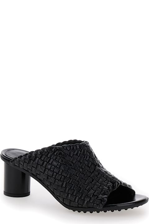 خصم على السيدات Bottega Veneta 'atomic' Black Mule Sandals With Intrecciato Motif In Leather Woman