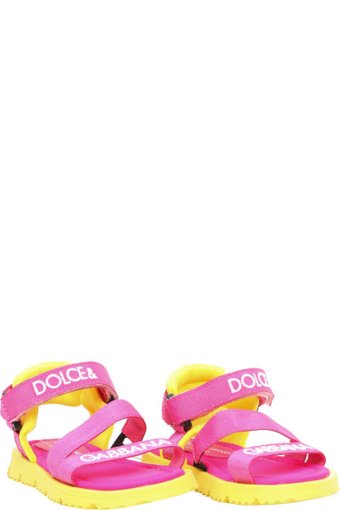 Shoes for Boys Dolce & Gabbana Pink And Yellow D&g Sandals