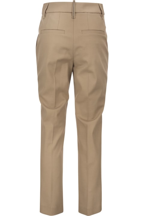 High-waisted Cotton Trousers
