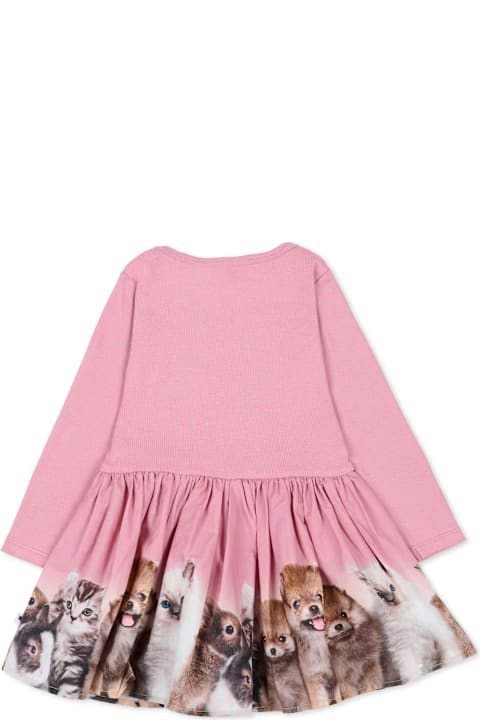 أدوات منزلية Molo Pink Dress For Baby Girl With Animal Print